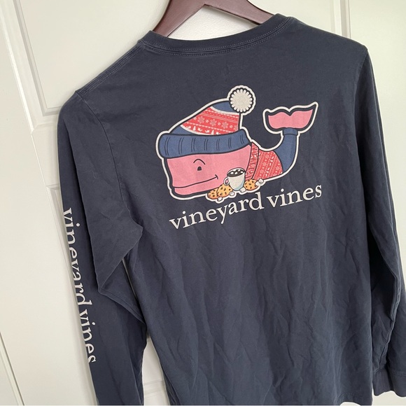Vineyard Vines BOYS (16) Christmas Hot Chocolate Crewneck Longsleeve Pocket Tee - Picture 4 of 5